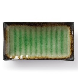 Beryl: Półmisek kamionkowy zielono-brązowy 27,2x15 cm