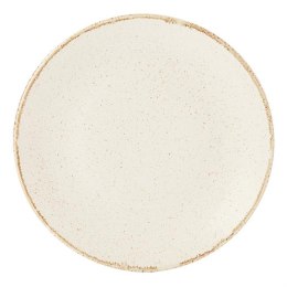 Sand: Talerz porcelanowy biało-brązowy płytki nakrapiany 18 cm