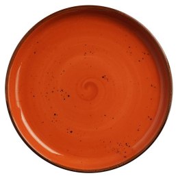 Dahlia: Talerz porcelanowy pomarańczowy z wysokim rantem 21 cm