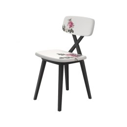 Krzesło X w kwiaty róż biało-czarne / 2 sztuki