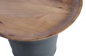 Stolik kawowy okrągły z drewnianym blatem na metalowej podstawie DUA