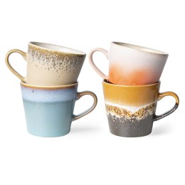Zestaw 4 ceramicznych kubków Cappuccino 70's mix kolorów