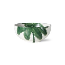 Ceramika Bold&basic: porcelanowa miska w palmy biało-zielona