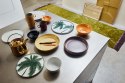 Ceramika Bold&basic: porcelanowy talerz śniadaniowy w palmy biało-zielone