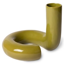 HK objects: wazon ceramiczny TWISTED błyszczący oliwkowy