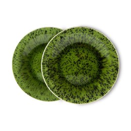 Kolekcja EMERALDS: ceramiczny talerz deserowy nakrapiany zielony (set 2 szt.)