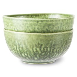Kolekcja EMERALDS: miska ceramiczna organiczna, zielona (set 2 szt.)