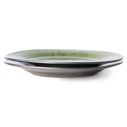 Kolekcja EMERALDS: talerz ceramiczny obiadowy nakrapiany zielony (set 2 szt.)