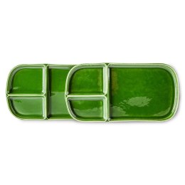 Kolekcja EMERALDS: talerz ceramiczny prostokątny z podziałką zielony (set 2 szt.)