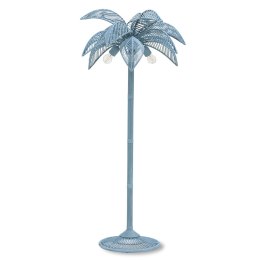 Lampa podłogowa palma wiklinowa szaroniebieska