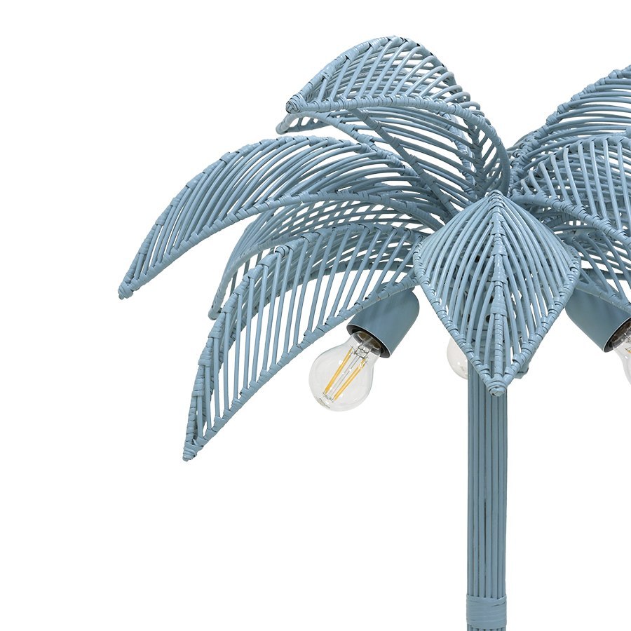 Lampa podłogowa palma wiklinowa szaroniebieska