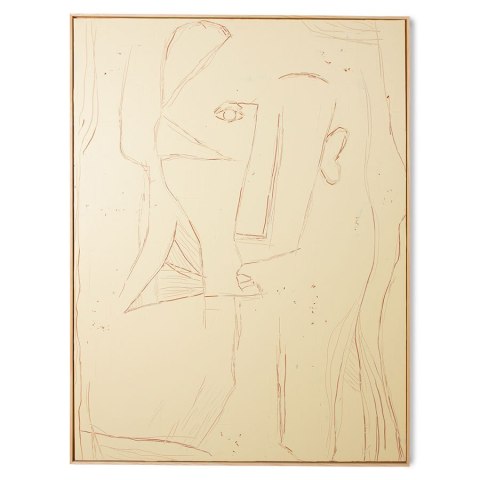 Obraz abstrakcyjny twarz kremowo-brązowy FACES 120x160 cm