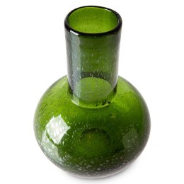 Szklany wazon z bąblowego szkła BLOWN M oliwkowy zielony