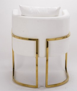 Fotel półokrągły biały na złotym stelażu CANNES