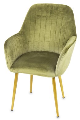 Fotel / krzesło tapicerowane na złotych nogach GATSBY zielone