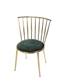Krzesło metalowe złote z poduszką GATSBY zielone