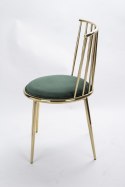 Krzesło metalowe złote z poduszką GATSBY zielone
