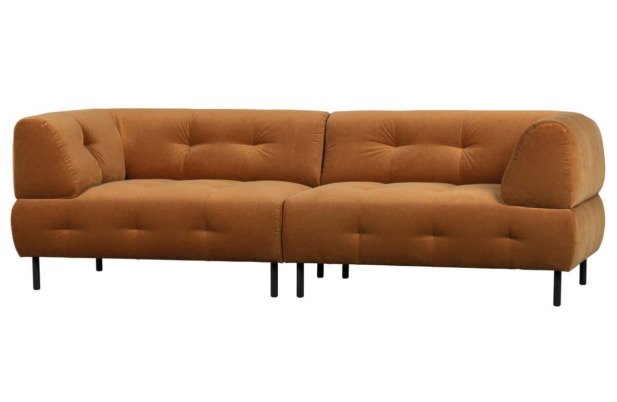 Sofa 4-osobowa pikowana pomarańczowa LLOYD
