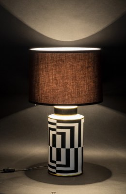 Lampa ceramiczna stołowa biało-czarna geometryczny wzór MAI 1