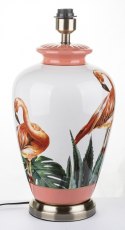Lampa ceramiczna biało-różowa we flamingi z abażurem MISAKI 1
