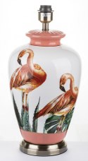 Lampa ceramiczna biało-różowa we flamingi z abażurem MISAKI 1