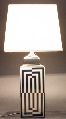 Lampa ceramiczna stołowa biało-czarna geometryczny wzór MAI 3