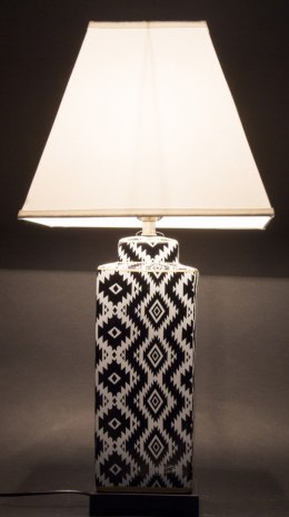 Lampa ceramiczna stołowa biało-czarna geometryczny wzór MAI 2