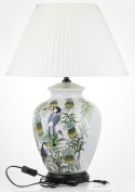 Lampa ceramiczna pękata z tukanami biała BIRDIE 1