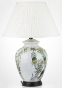 Lampa ceramiczna pękata z tukanami biała BIRDIE 1