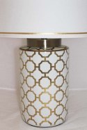 Lampa ceramiczna biała ze zlotym wzorem MOORI