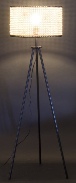 Lampa podłogowa na trójnogu z kloszem z plecionki wiedeńskiej