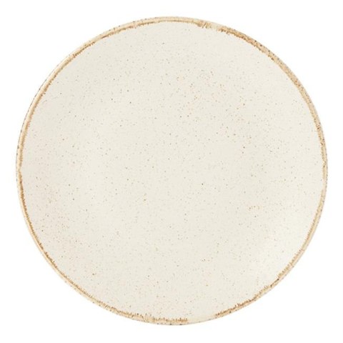 Sand: Talerz porcelanowy biało-brązowy płytki nakrapiany 28 cm