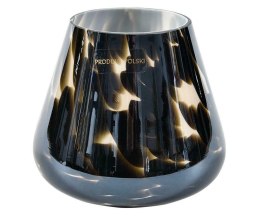 Wazon / świecznik szklany w cętki beżowo-czarny