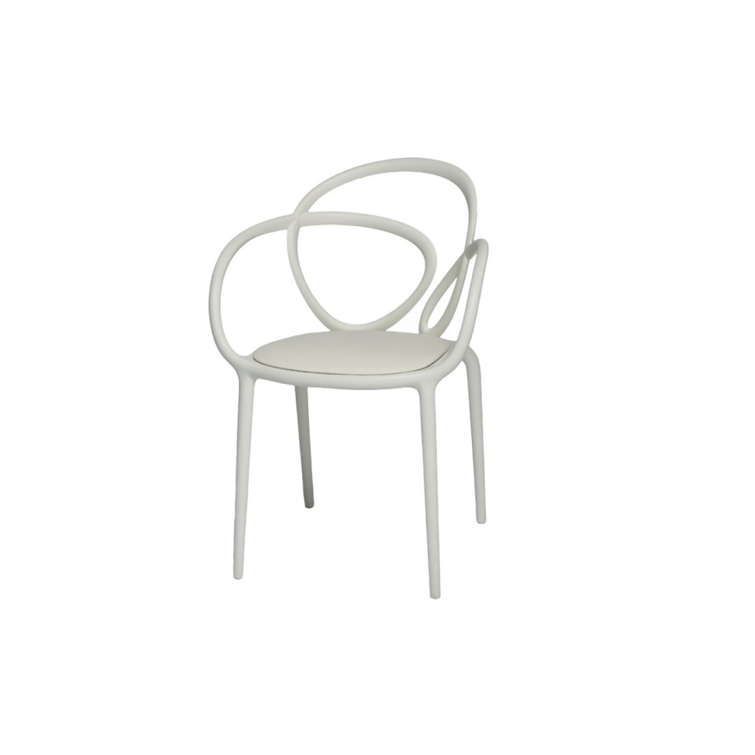 Krzesło Loop z poduszką białe - 2 szt.