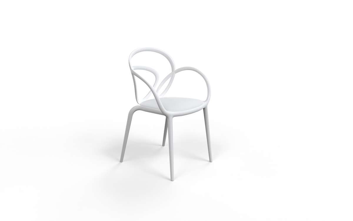 Krzesło Loop z poduszką białe - 2 szt.