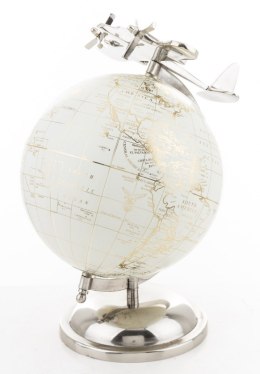 Globus dekoracyjny biało-srebrny z samolotem WING