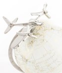 Globus dekoracyjny biało-srebrny z samolotem WING