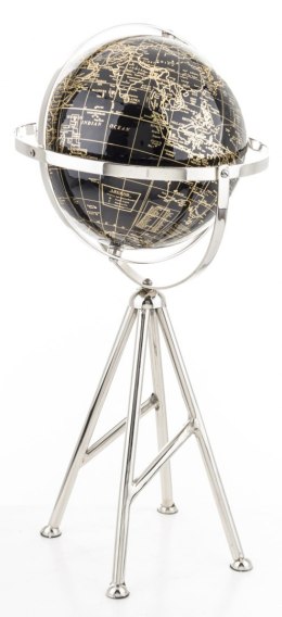 Globus dekoracyjny na srebrnym trójnogu ciemny