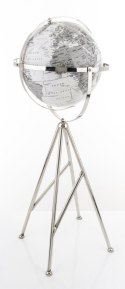 Globus dekoracyjny na metalowych nogach biało-srebrny