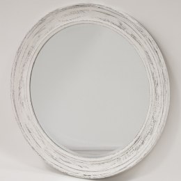 Lustro okrągłe w białej postarzanej ramie CASA ROMA 75 cm