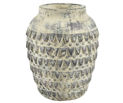 Wazon ceramiczny w tłoczone wzory szaro-beżowy Costa C