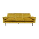 Sofa Retro 3-osobowa aksamitna w kolorze brunatno-żółtym