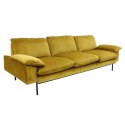 Sofa Retro 3-osobowa aksamitna w kolorze brunatno-żółtym