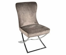 Krzesło welurowe mokka srebrny stelaż Glamour 1
