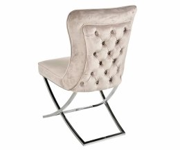 Krzesło welurowe nude srebrny stelaż Glamour 1