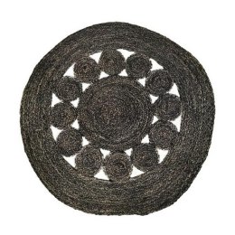 Dywanik pleciony z trawy okrągły Boho black