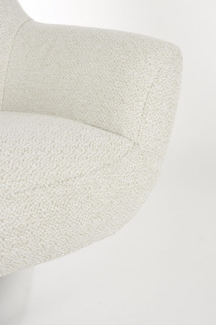 Fotel z tkaniny supełkowej na metalowej nodze YETI biały kremowy