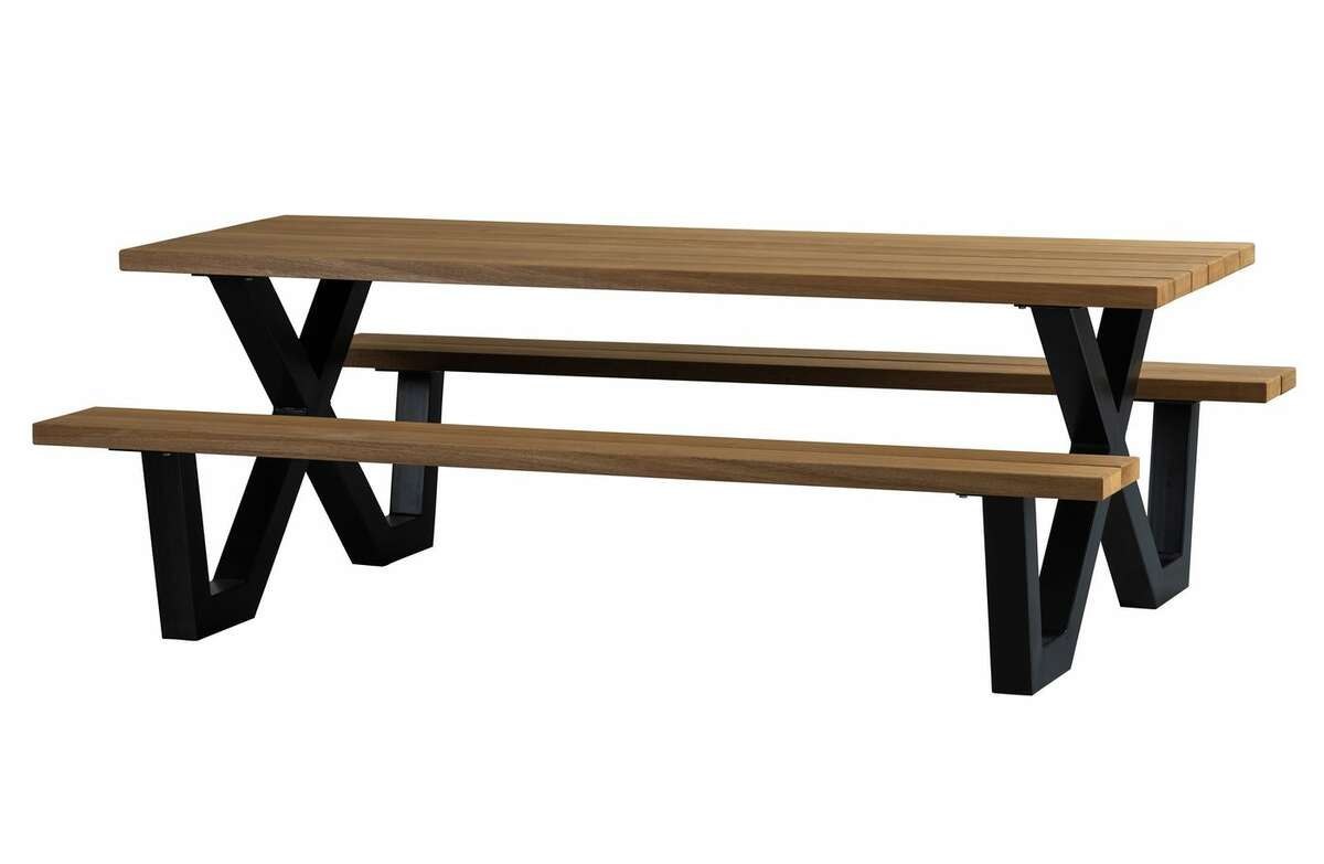 Stół piknikowy z drewna i metalu Tablo x-leg