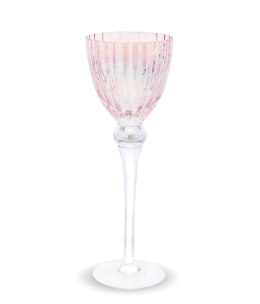 Świecznik szklany na nóżce różowy M