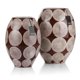 Wazon ceramiczny pękaty w koła OROMEO brązowy XL